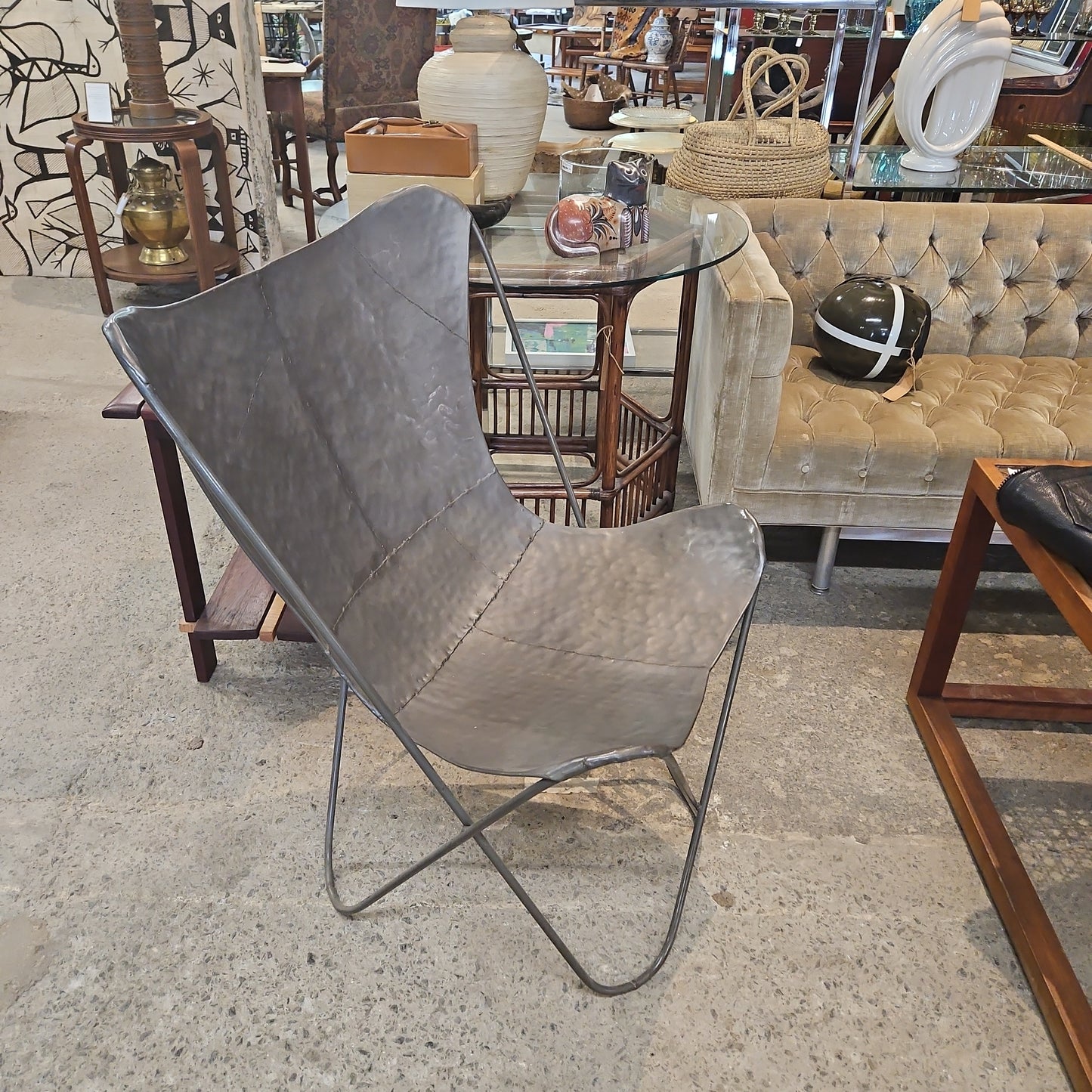 Hand hammered and Welded Butterfly Chair