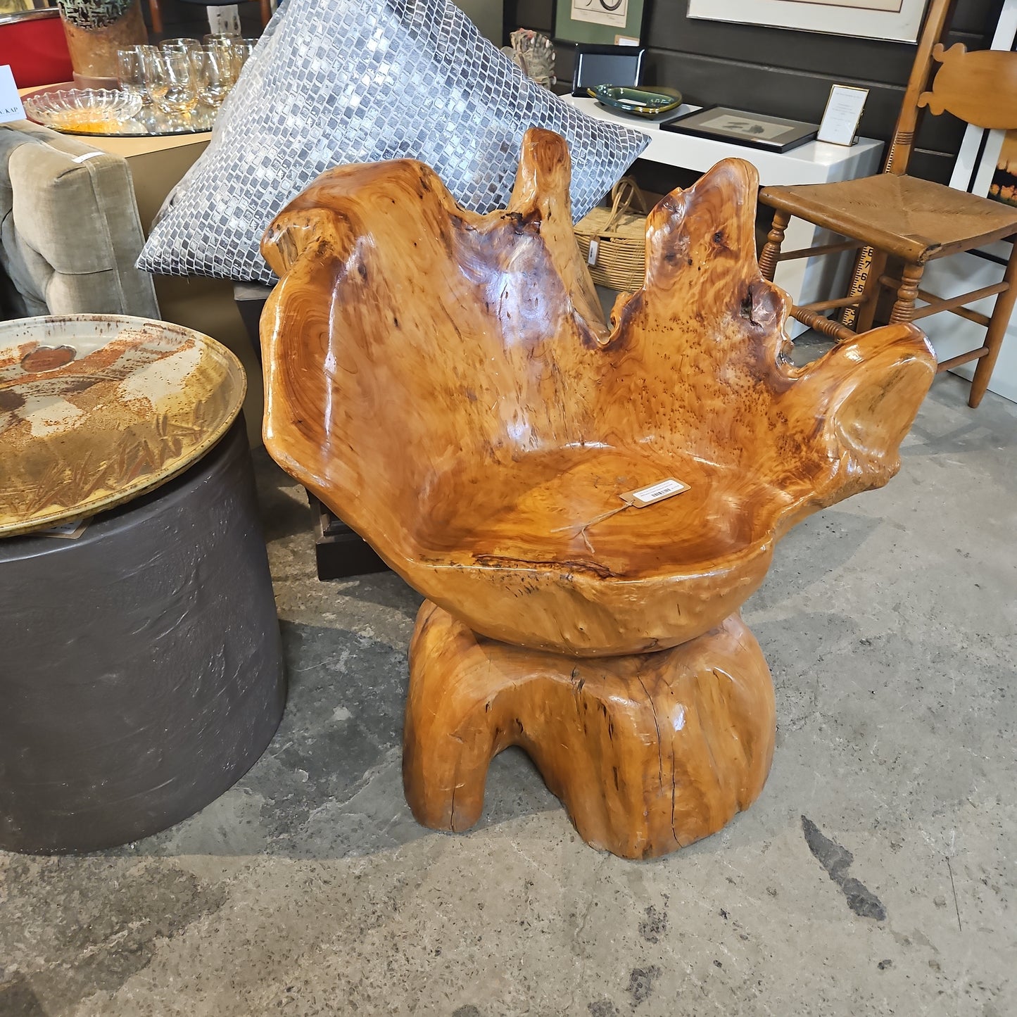 Mid Century Organic Burlwood Shell Chair