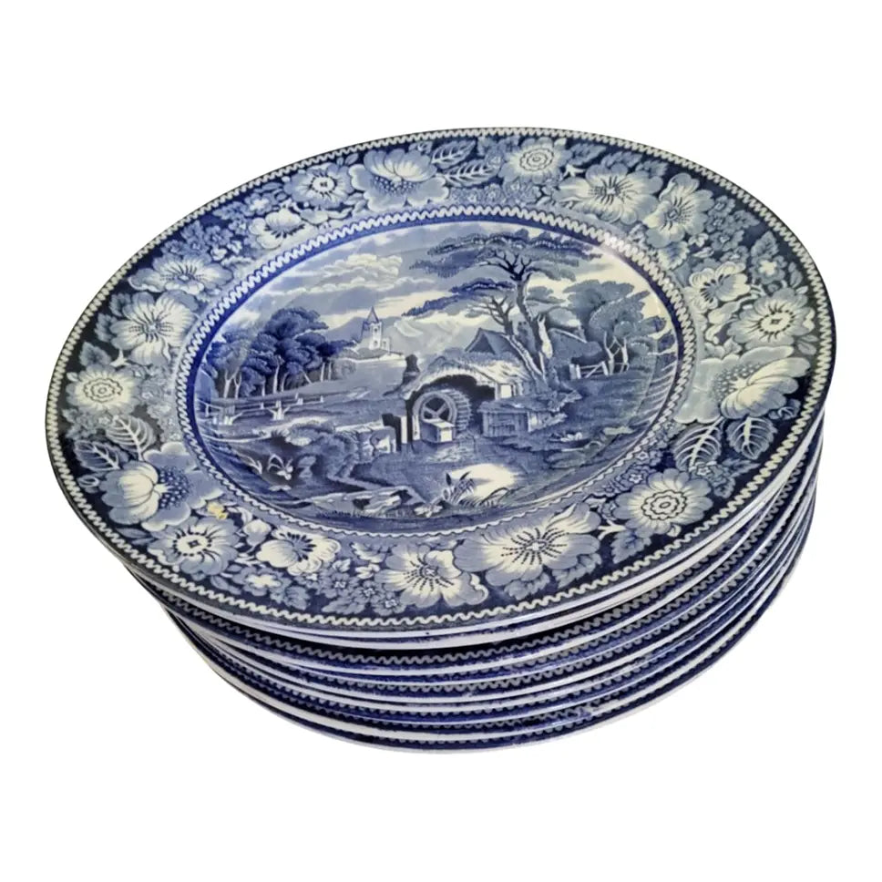 1960s Royal Staffordshire " Rural England" Dinner Plates- Set of 10