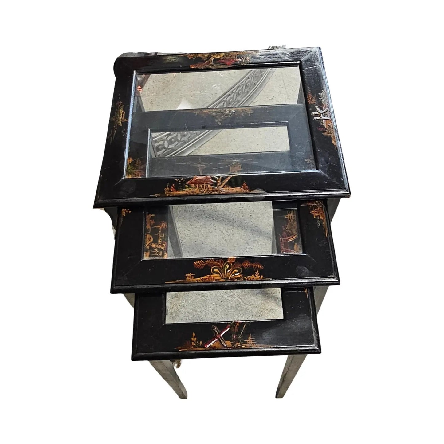 1940s Chinoiserie Set of 3 Nesting Tables