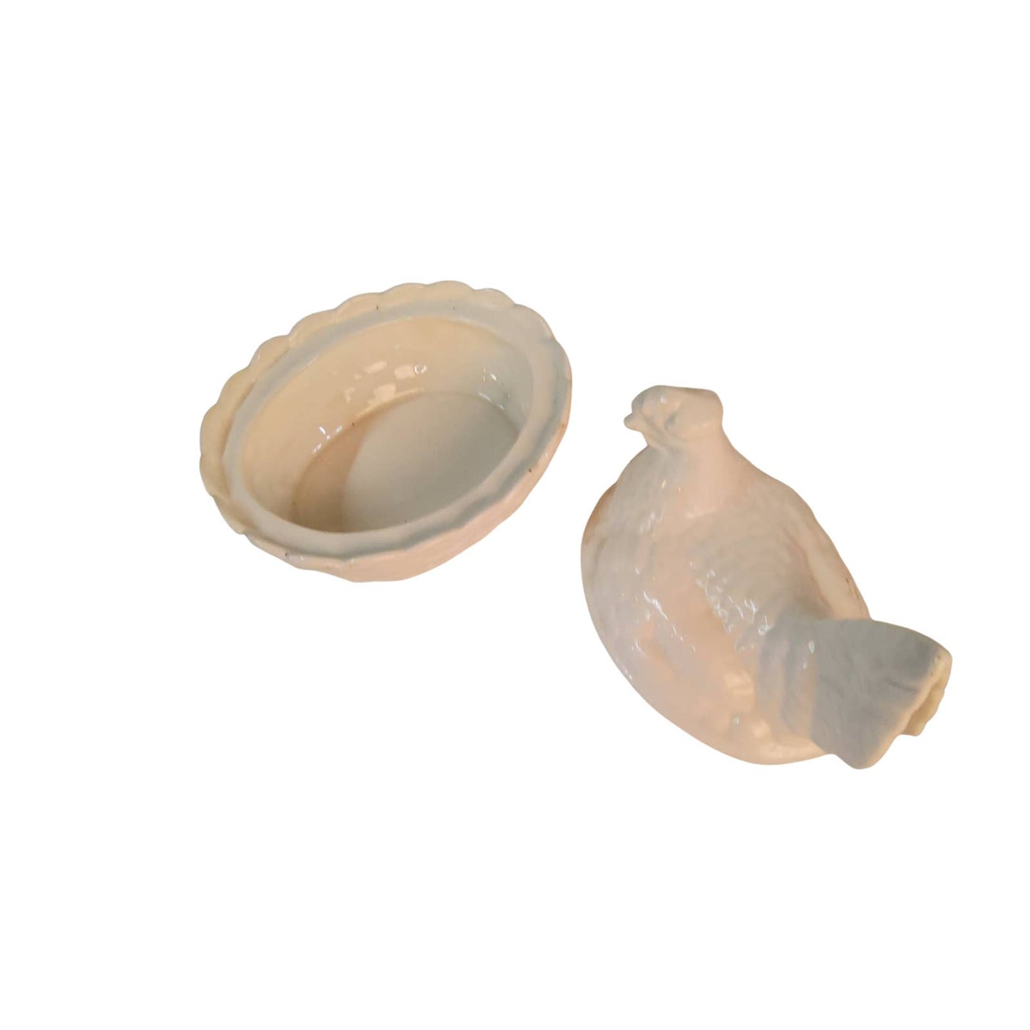 White Ceramic Hen on Nest