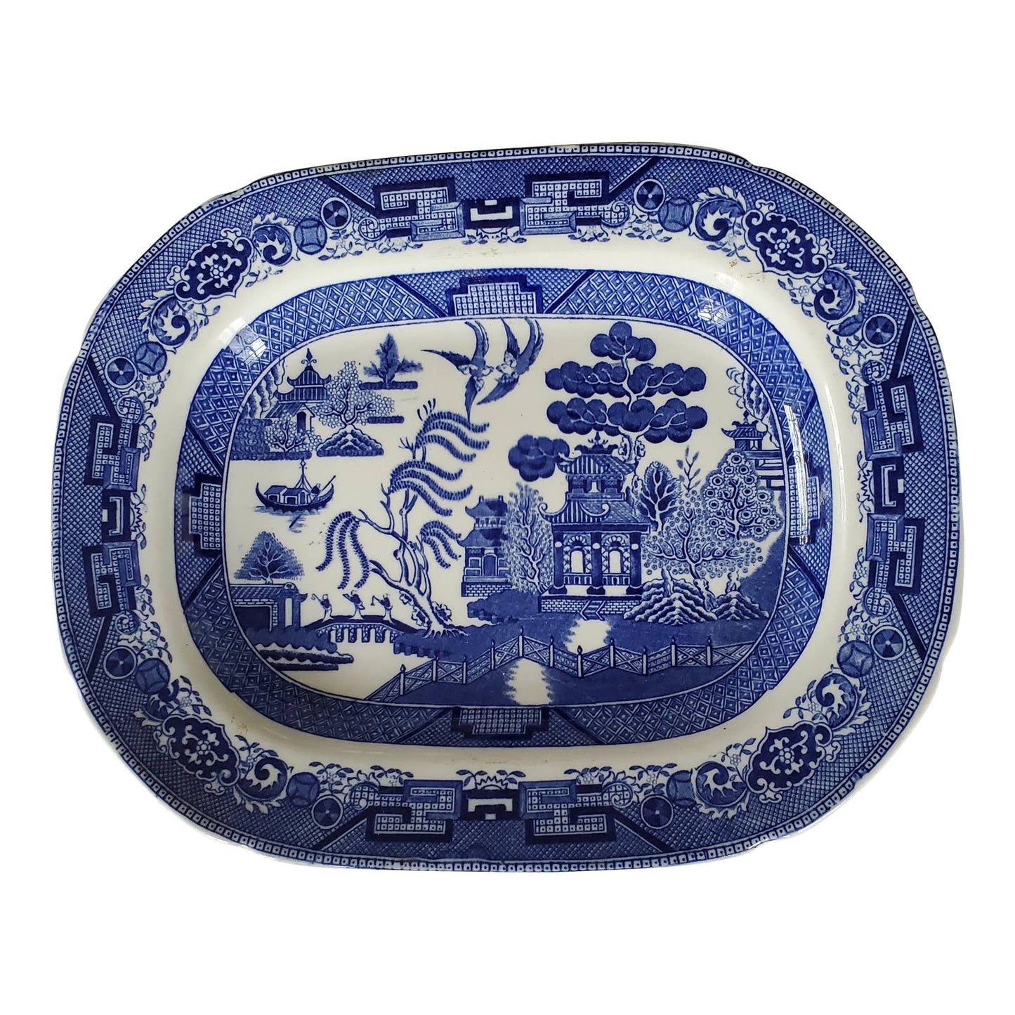 Antique Ridgway Blue Willow Meat Platter