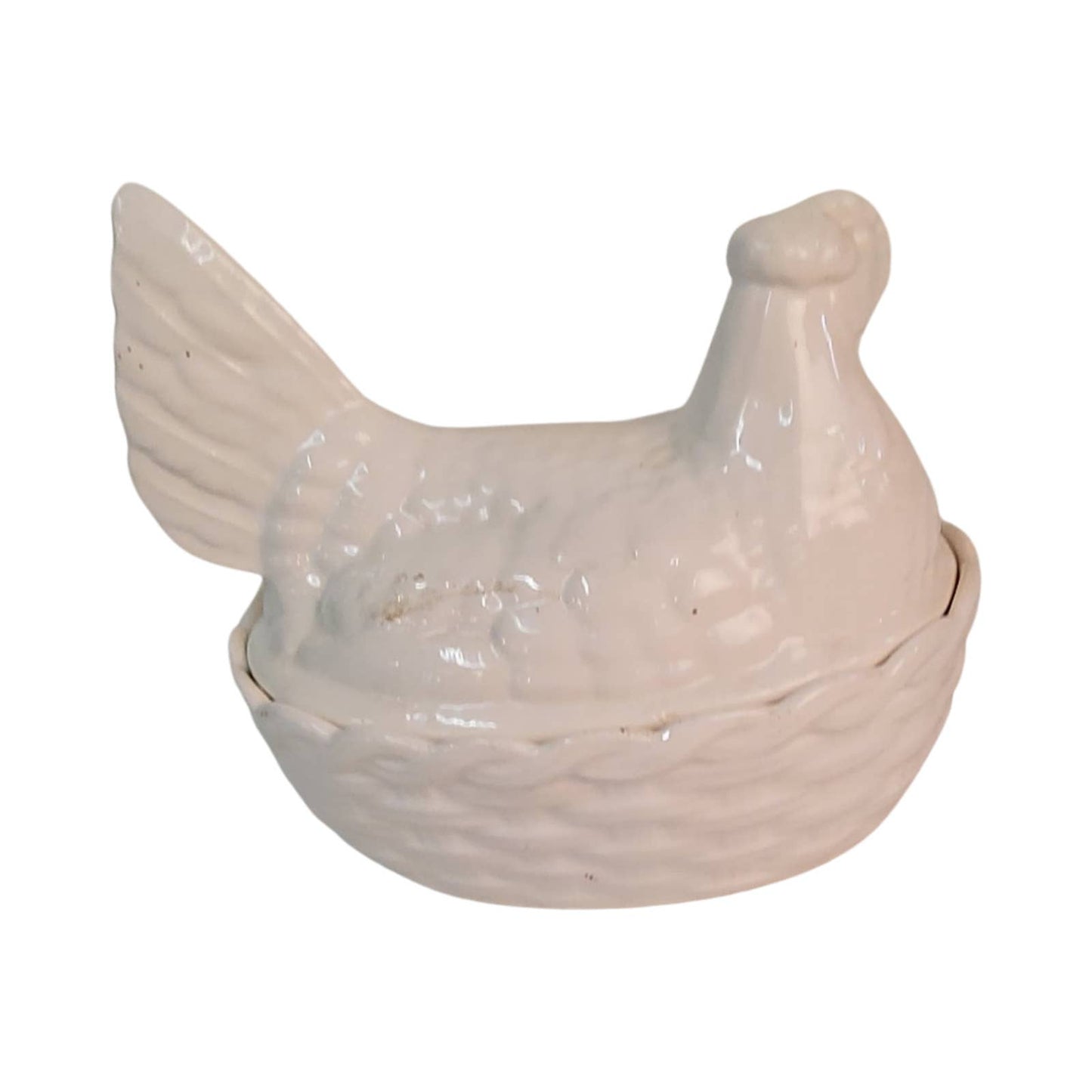 White Ceramic Hen on Nest