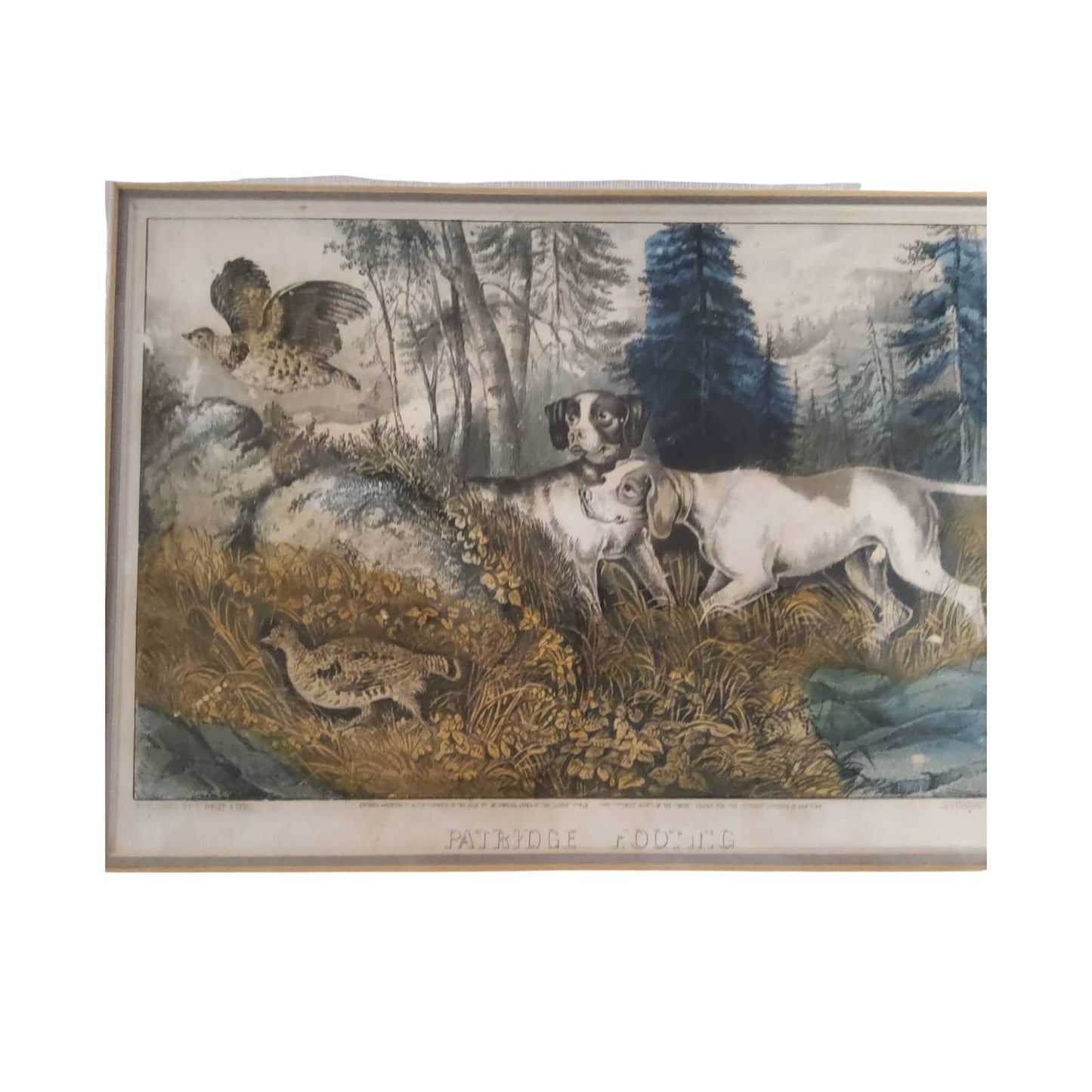 Vintage Currier & Ives Partridge Shooting Print, Framed
