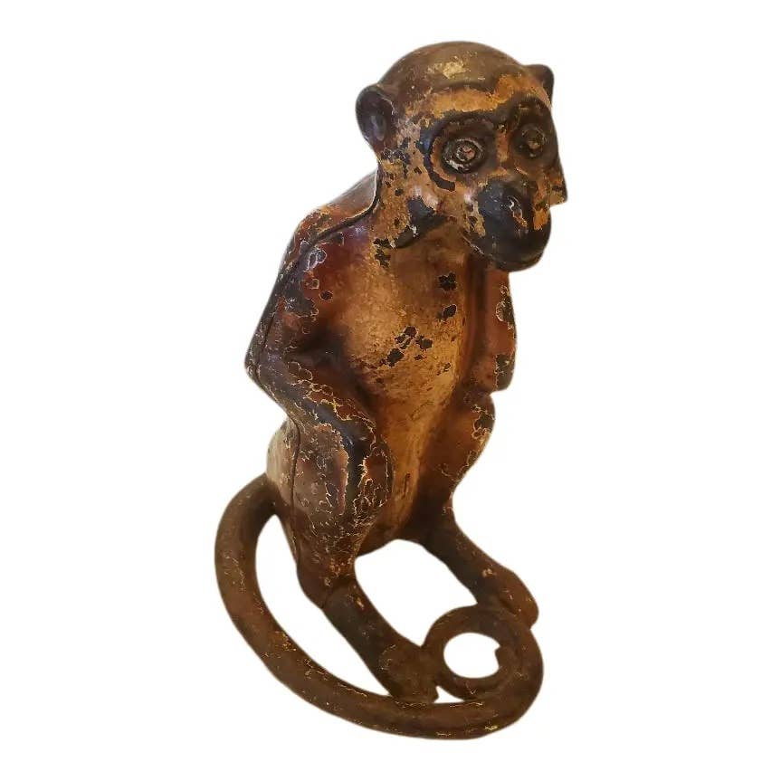 Hubley Monkey Cast Iron Door Stop C.1930