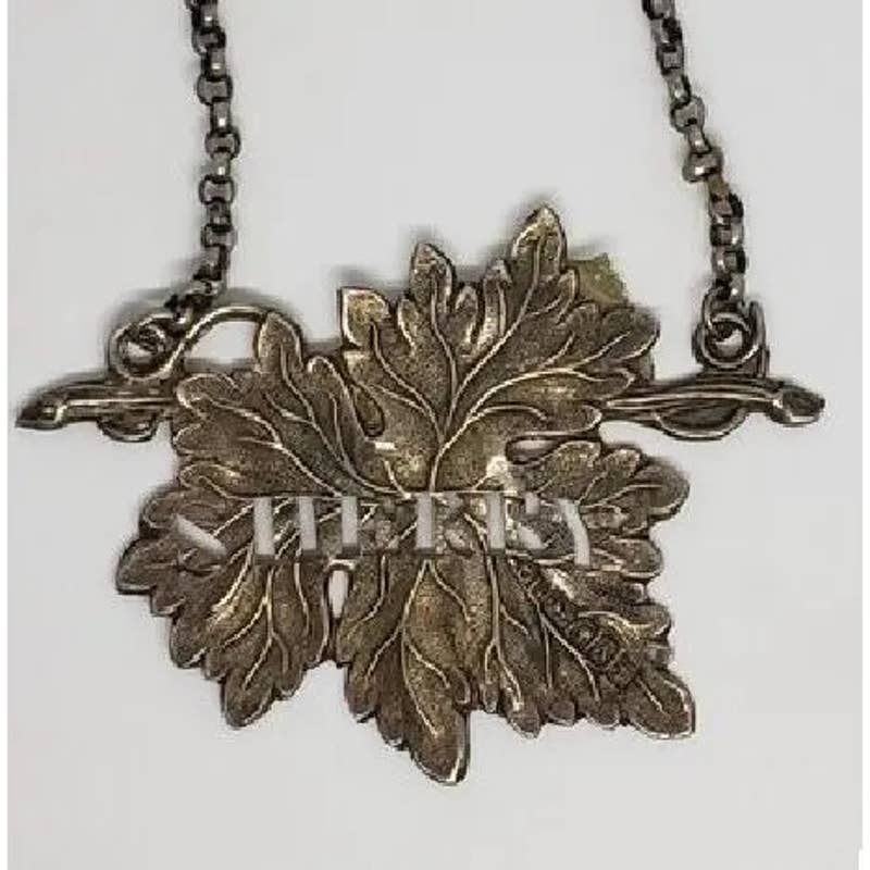 1849 Sterling Decanter Tag for Sherry by George Unite