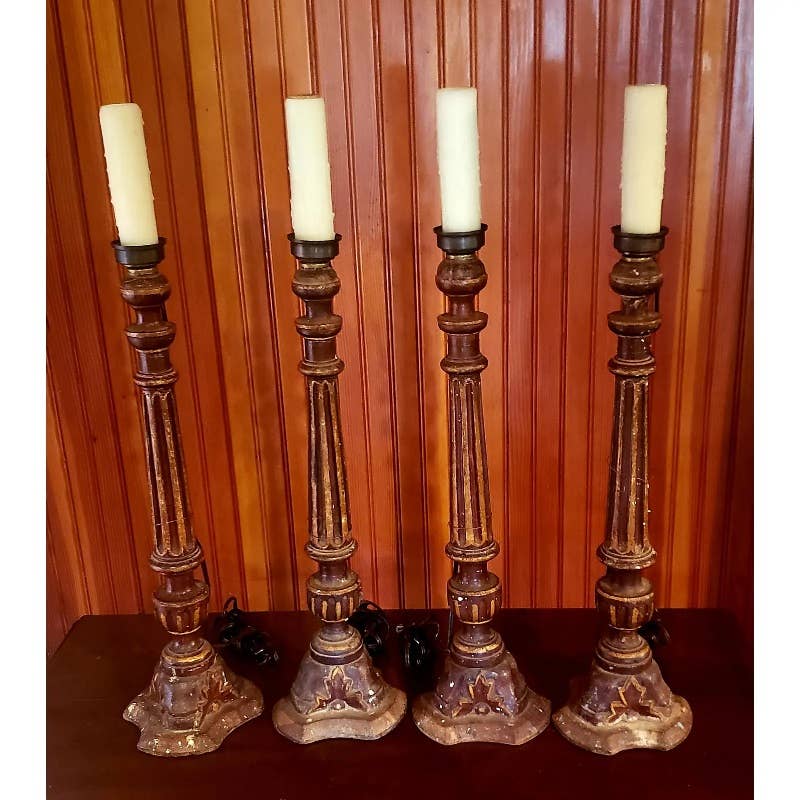 18th Century Tuscan Candlestick Lamps - Set of 4
