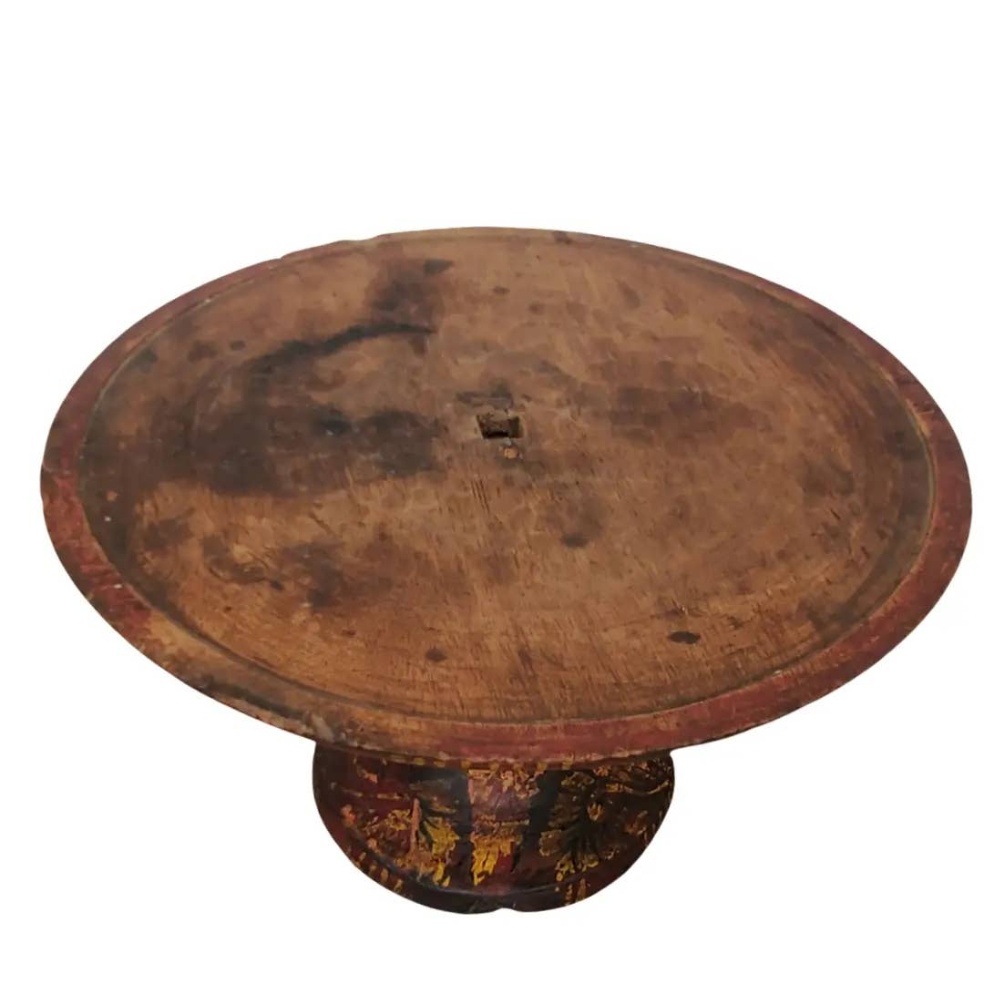 Antique Wood Carved Pedestal Cake Plate