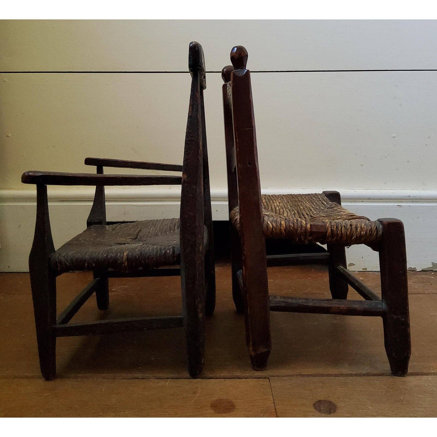 Pair of Rustic American Miniature Chairs Early 19th C