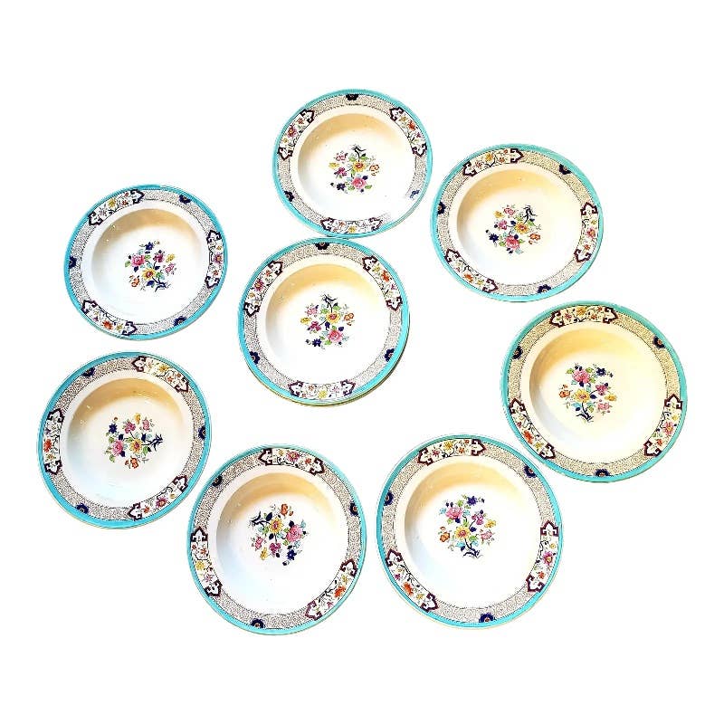 Antique Cauldon England Soup Bowls- Set of 8