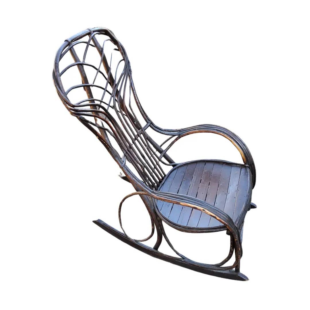 Antique Bentwood Hickory & Oak Twig Rocker