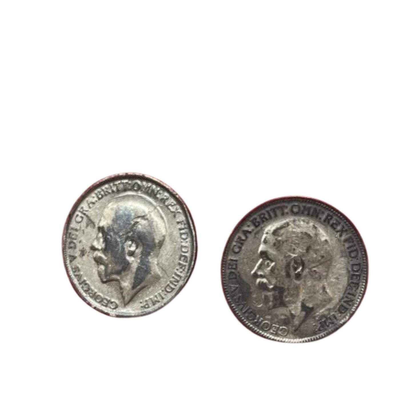 British Silver 1916 Threepence Coin Cufflinks