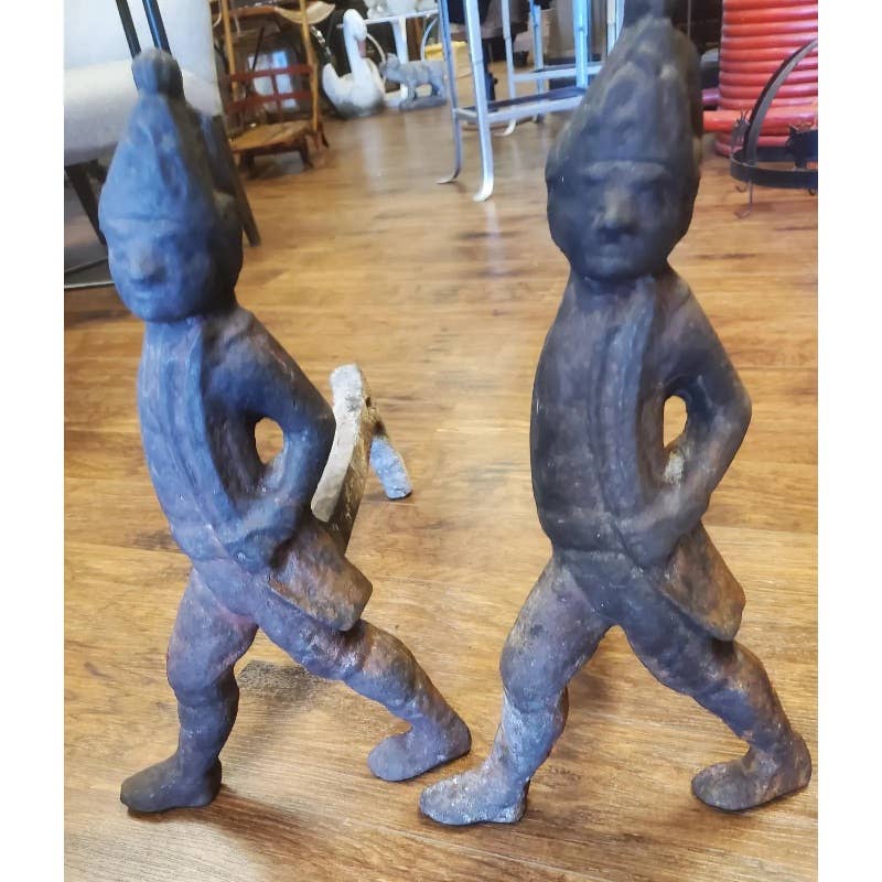 19th Century Hessian Andirons - a Pair