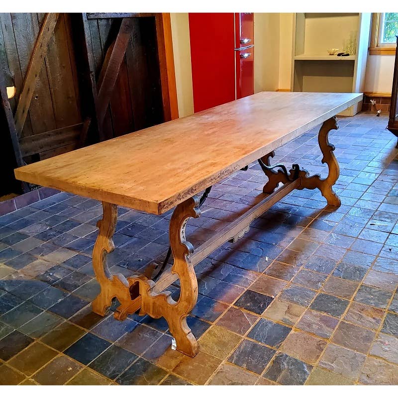 1940s Italian Rustic Lyre Base Table