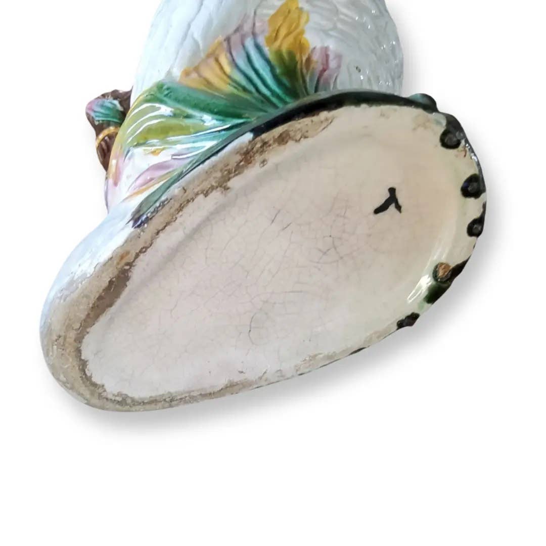 19th Century Majolica Cockatoo Pitcher