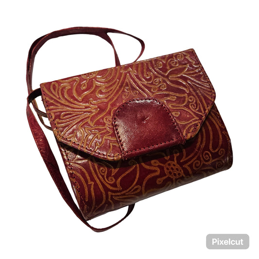 Tooled Leather Red Vintage Bag