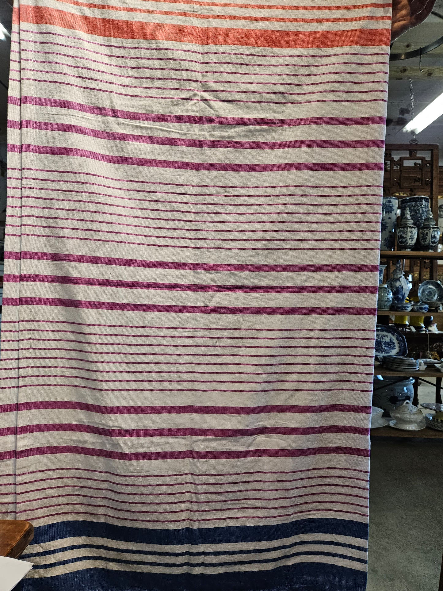 Vintage 60 x 76 Chinese Cotton Tablecloth