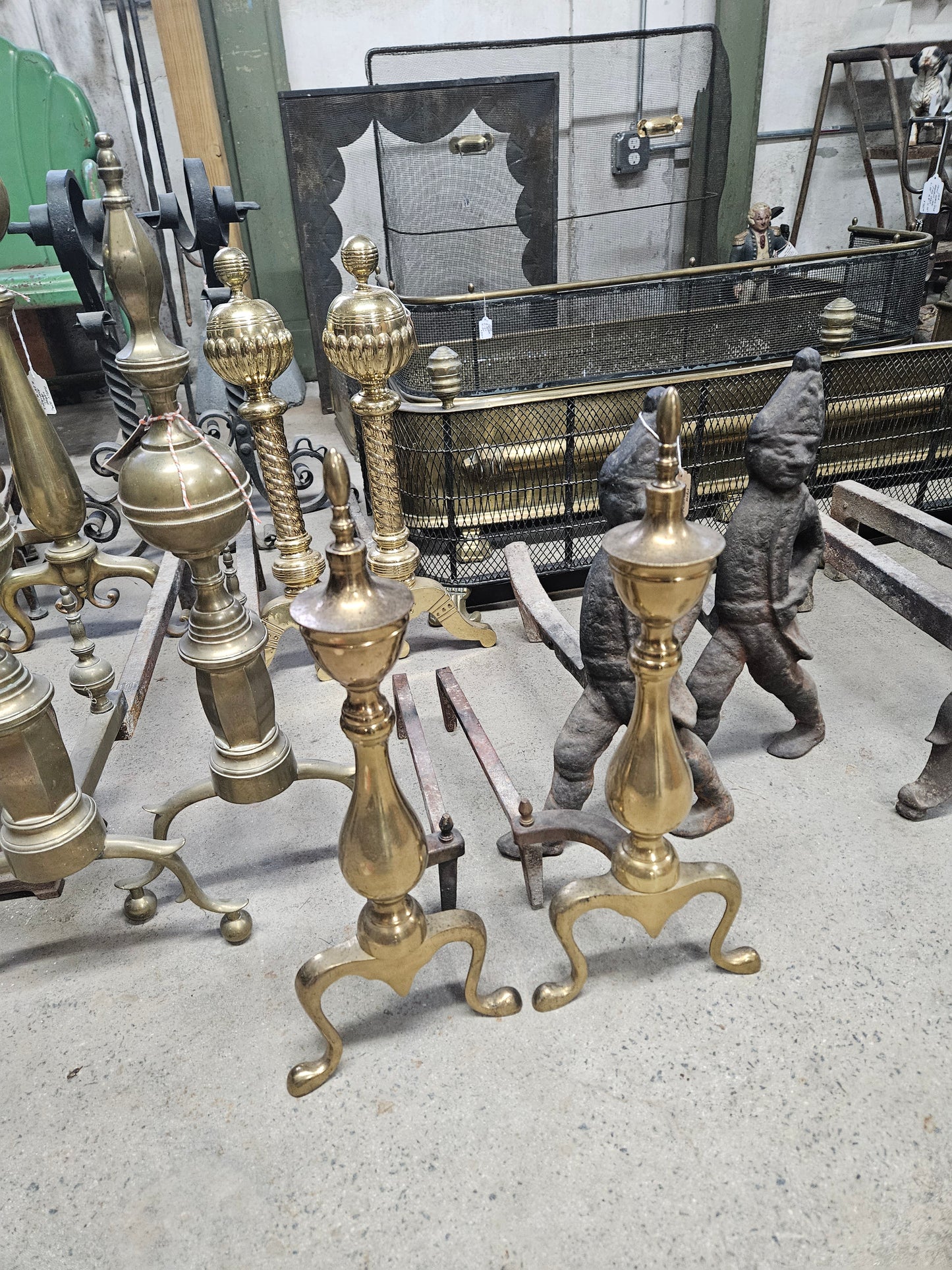 American brass andirons 19 inches