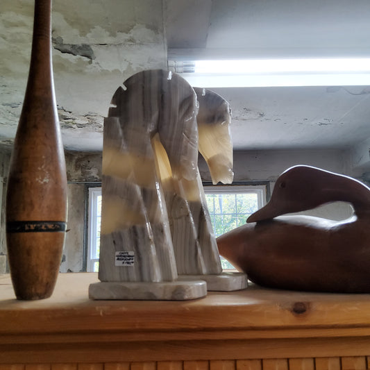 pair, Onyx horsehead bookends