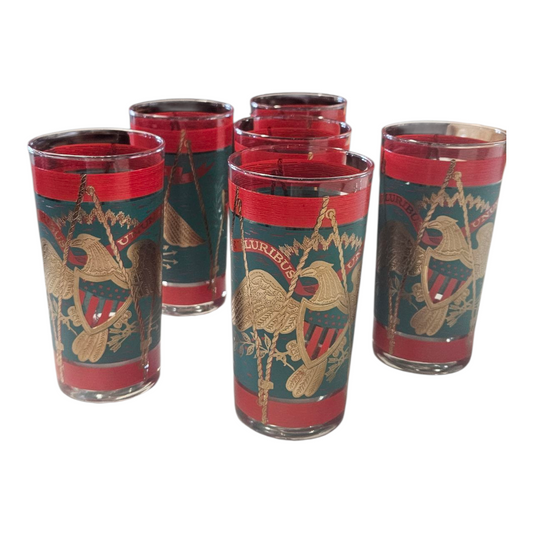 SET OF 6 Cera patriotic Highball Glasses