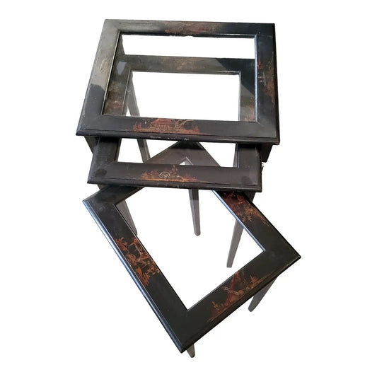 1940s Chinoiserie Set of 3 Nesting Tables