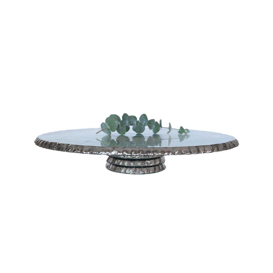 Annieglass Edgey 13" Pedestal Stand Platinum