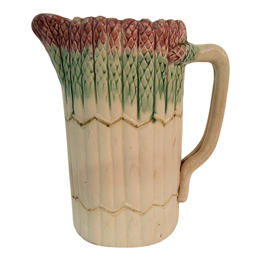 Antique French Majolica Barbotine Asparagus Pitcher