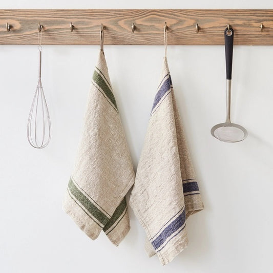 Stripe Vintage Linen Kitchen Towel | Green