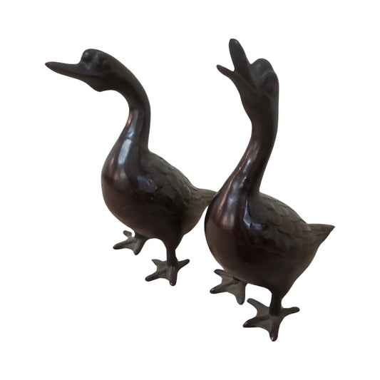 Pair of Japanese Metal Ducks