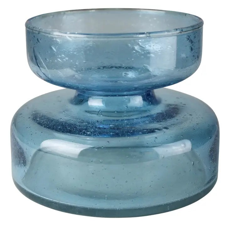 Seeded Glass Bulb Vase, Blue