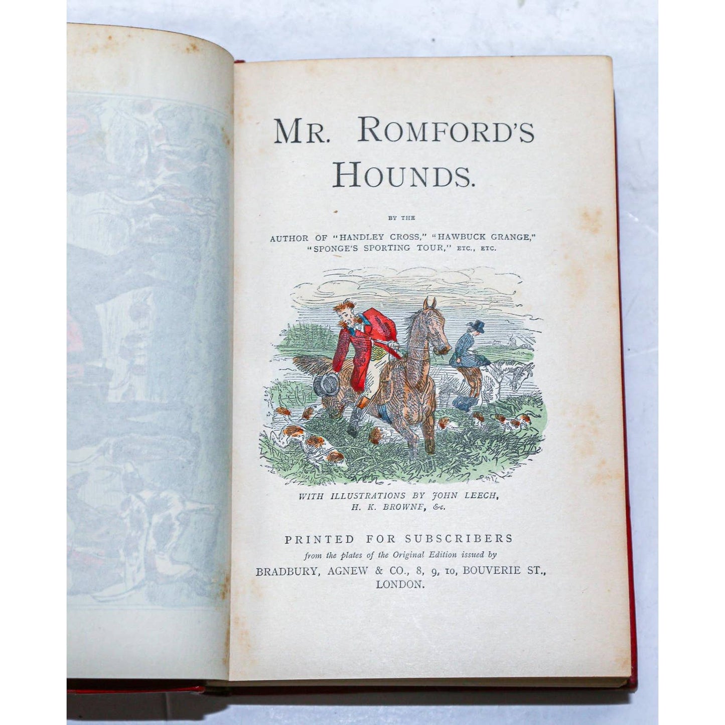 Antique Leatherbound Volumes by r.s. Surtees: Ask Mamma and Mr. Romford's Hounds- Set of 2