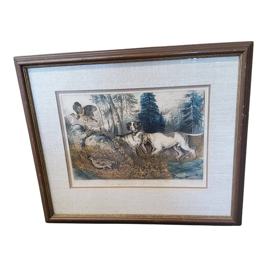 Vintage Currier & Ives Partridge Shooting Print, Framed