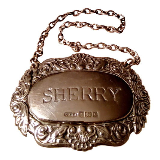 1945 Robathan & Sons Sterling Silver Decanter Tag for Sherry