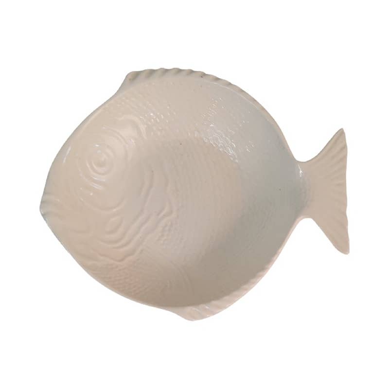 White Ceramic Fish Bowl by California Pottery