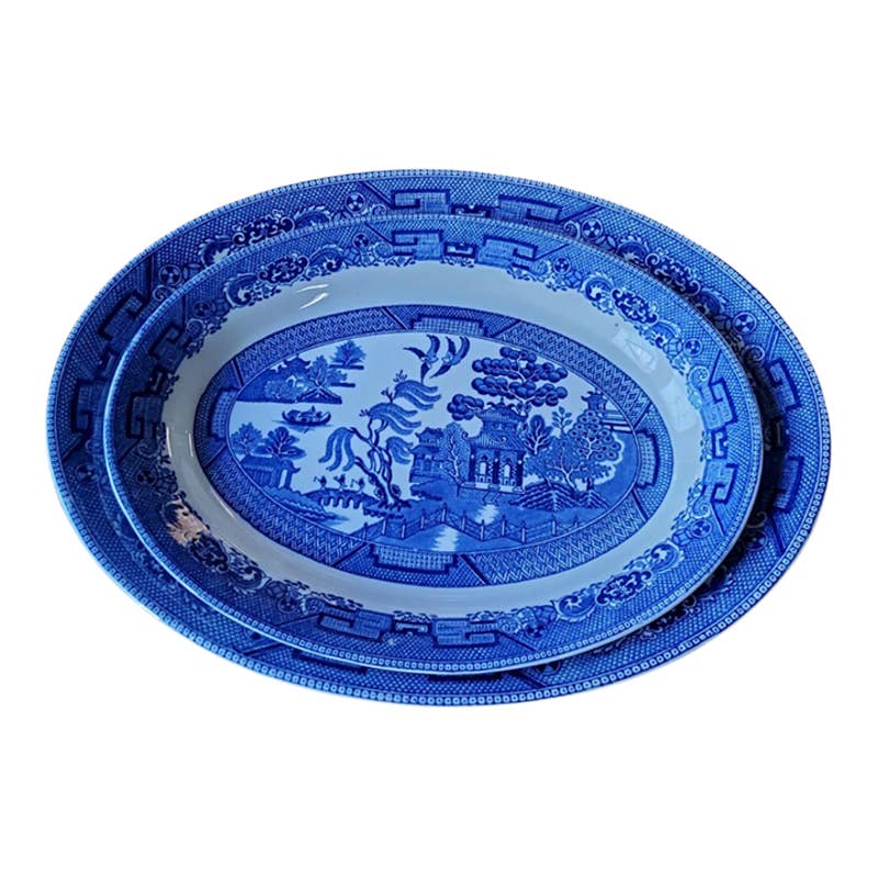 Blue Willow Oval Serving Platters - Set of 2