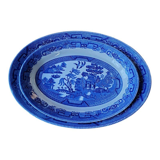 Blue Willow Oval Serving Platters - Set of 2