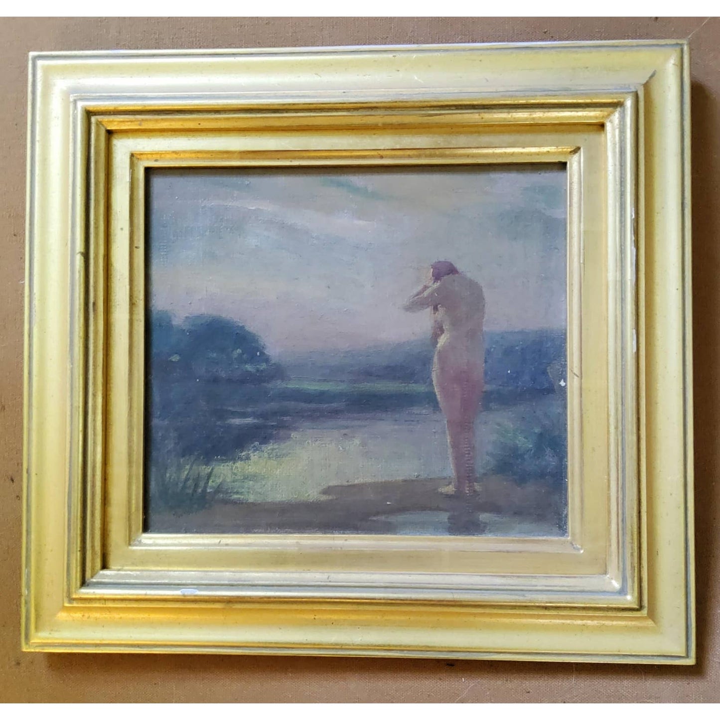 Art Nouveau Style Oil on Canvas Painting, Framed