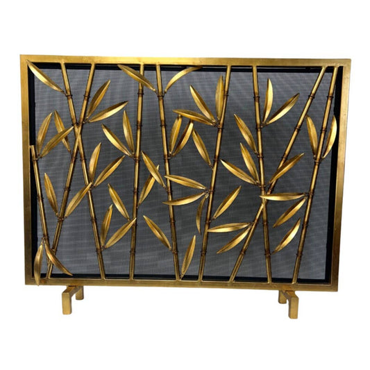 Bamboo Firescreen Meshed Antique Gold Finish