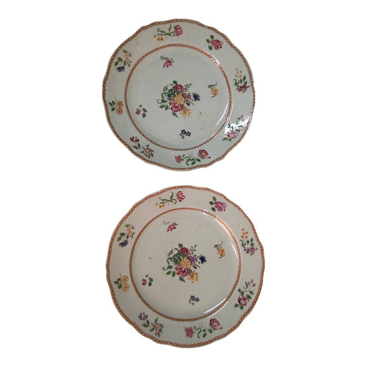 Pair of Chinese Famille Rose Porcelain Plates, Circa 1790