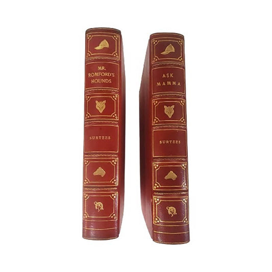 LIVE -Antique Leatherbound Volumes by r.s. Surtees: Ask Mamma and Mr. Romford's Hounds- Set of 2