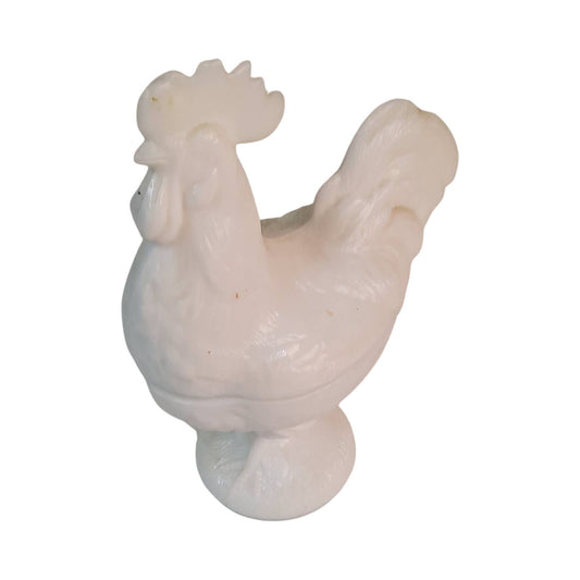 Milk Glass Rooster Candy Dish