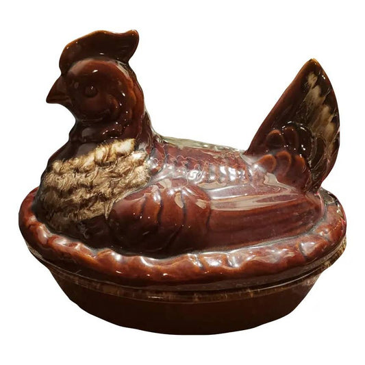 Vintage Hull Pottery Large Brown Ware Chicken Tureen
