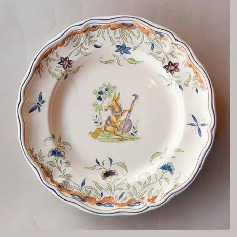 Antique 'Callot" Longchamp Faience Soup or Deep Plates- Set of 6