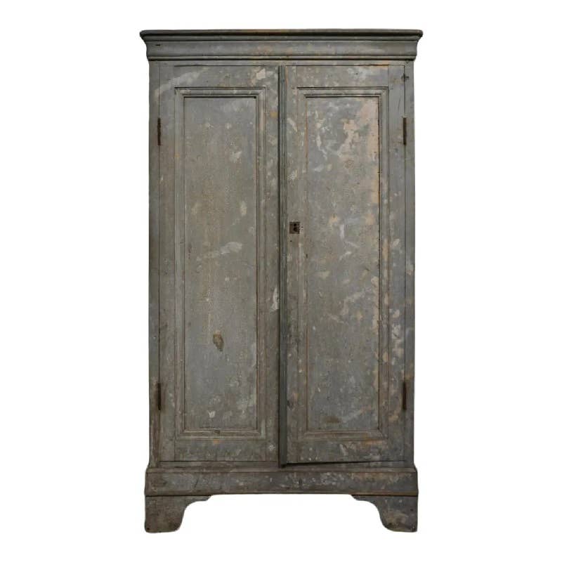 19th Century Swedish Gray Painted Pine Double Door Utility/Jelly Cabinet