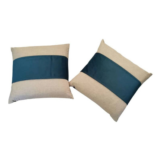 Contemporary Jefferson Band Linen Pillows 22 x 22 in Laguna- a Pair
