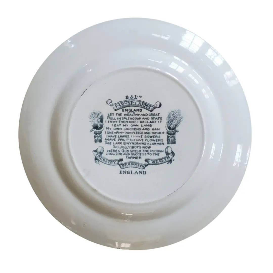 Antique Burgess & Leigh Farmers Arms Plates With Gold Trim- Set of 8 Ex Collection: William Dupont