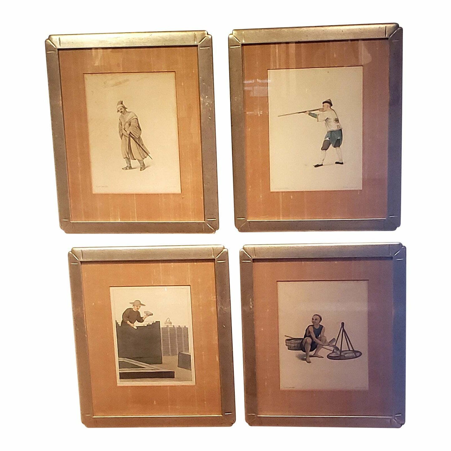 Late 18th Century Pu-Qua, Canton and Delin Prints, Framed - Set of 4