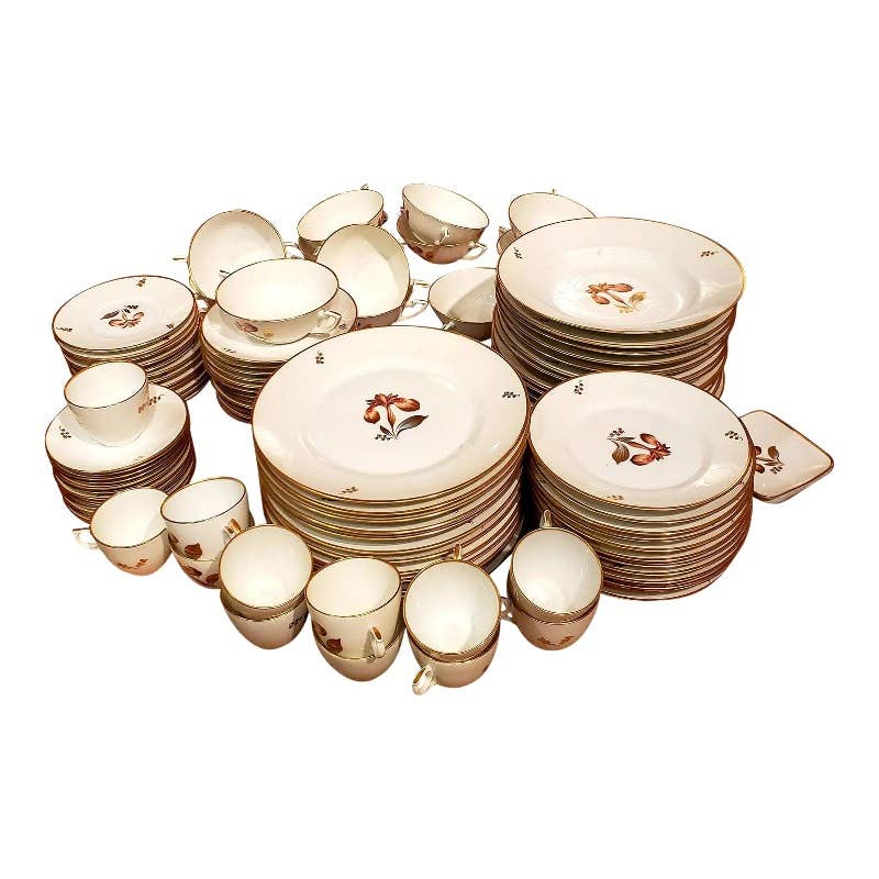 1950s Royal Copenhagen Brown Iris Service Set for Twelve - 85 Pieces