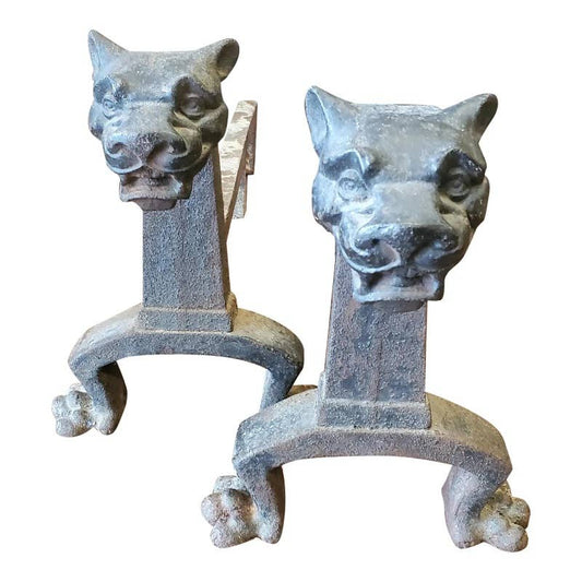 Large American Andirons - A Pair