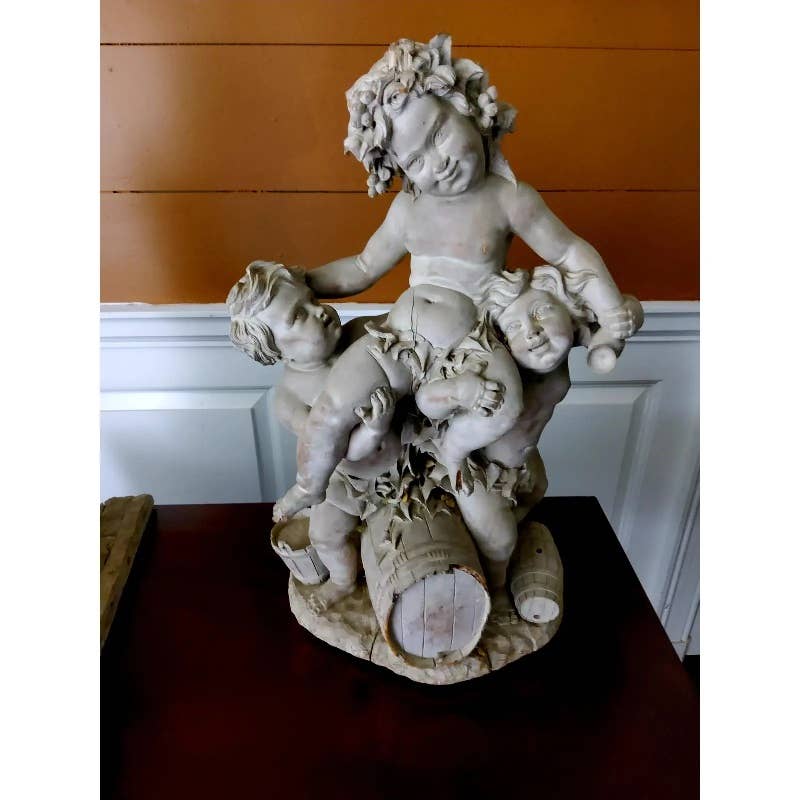 Antique Carved Wooden Putti